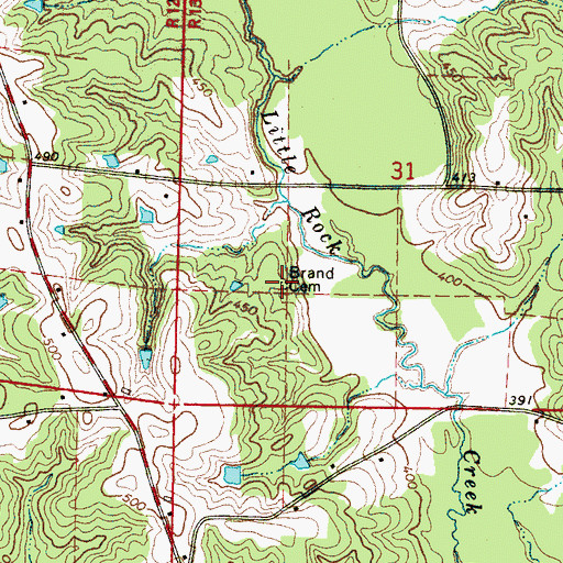 Topographic Map of Brand Cemetery, MS