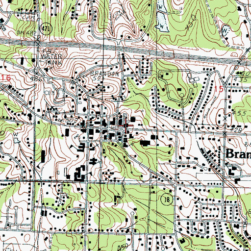 Topographic Map of Brandon, MS