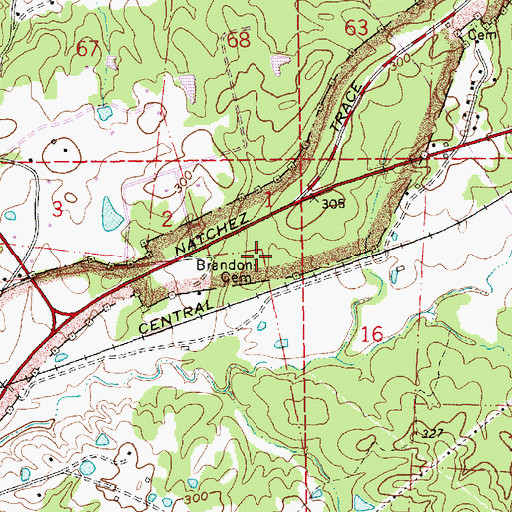 Topographic Map of Brandon Cemetery, MS