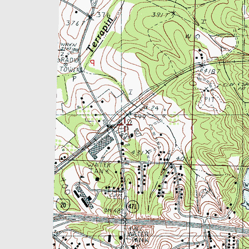 Topographic Map of Brandon Depot, MS