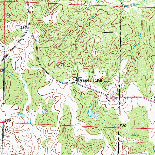 Topographic Map of Brandon Hill Church, MS