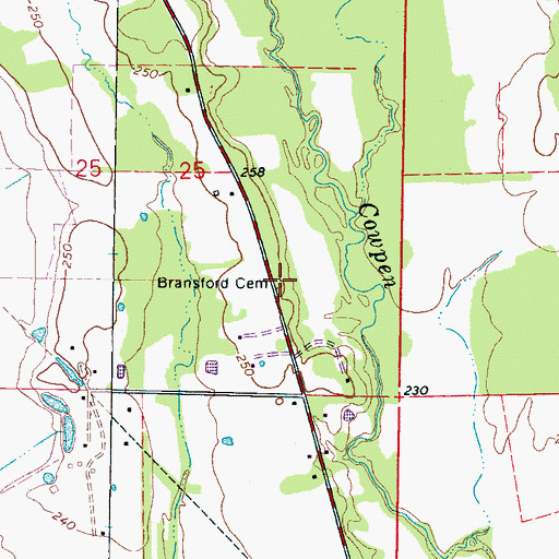 Topographic Map of Bransford Cemetery, MS