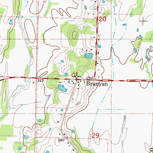 Topographic Map of Branyan, MS