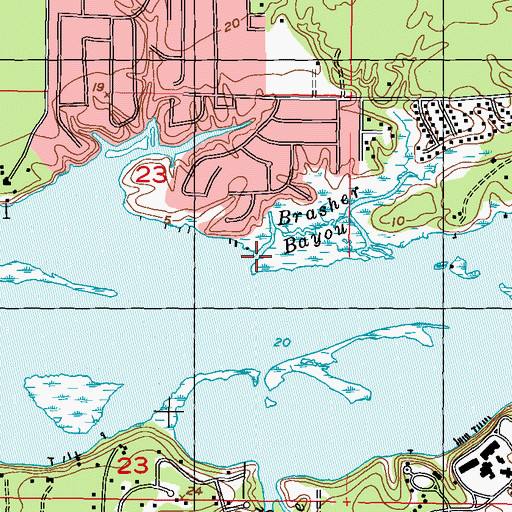 Topographic Map of Brasher Bayou, MS