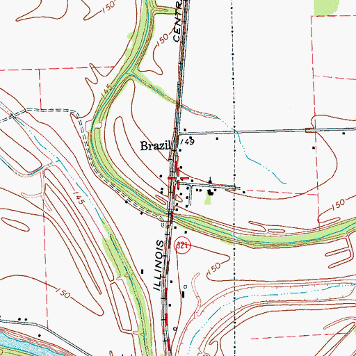 Topographic Map of Brazil, MS