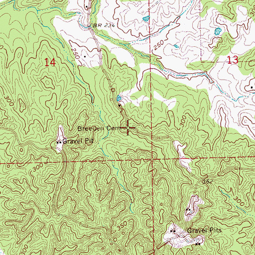 Topographic Map of Breeden Cemetery, MS