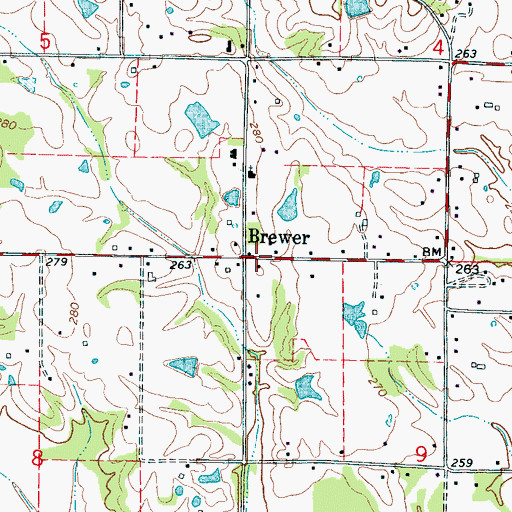 Topographic Map of Brewer, MS