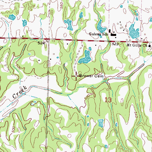 Topographic Map of Brewer Cemetery, MS