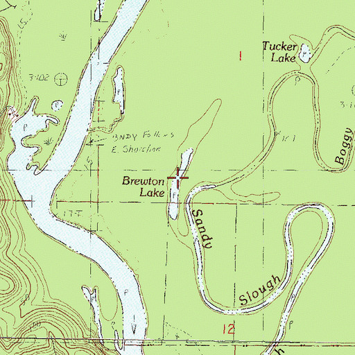 Topographic Map of Brewton Lake, MS