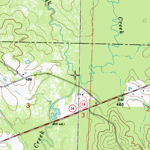 Topographic Map of Briar Creek, MS