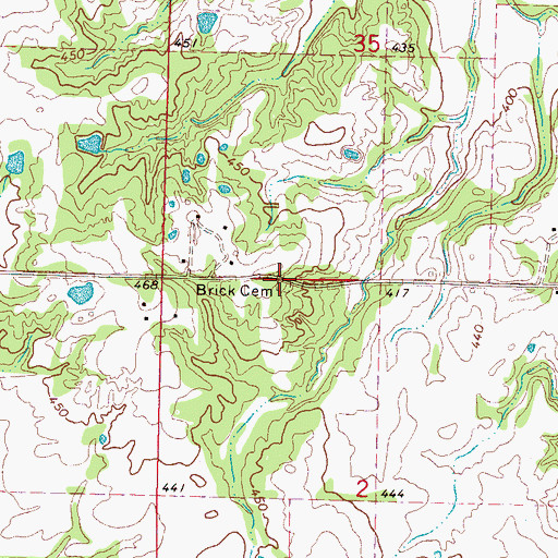 Topographic Map of Brick Cemetery, MS