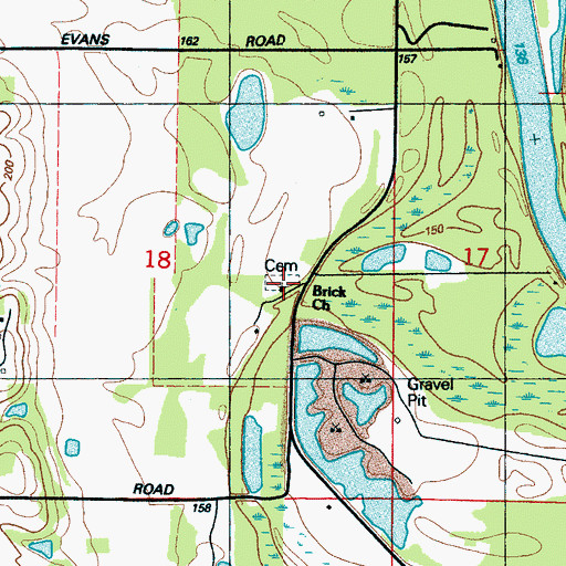 Topographic Map of Brick Church, MS