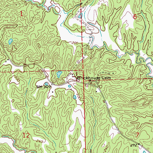 Topographic Map of Brickhouse Cemetery, MS