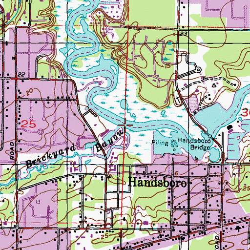 Topographic Map of Brickyard Bayou, MS