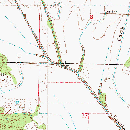 Topographic Map of Bridge Creek, MS