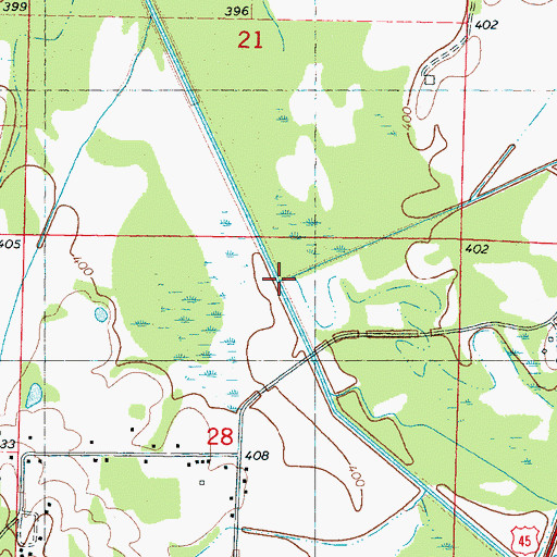 Topographic Map of Bridge Creek, MS