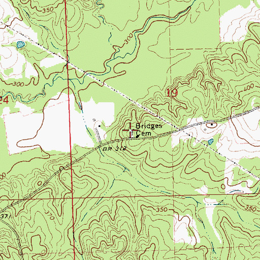 Topographic Map of Bridges Cemetery, MS