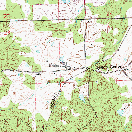 Topographic Map of Bridges Cemetery, MS