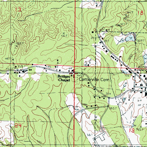 Topographic Map of Bridges Chapel, MS