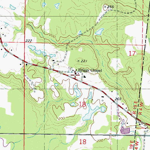 Topographic Map of Briggs Chapel, MS