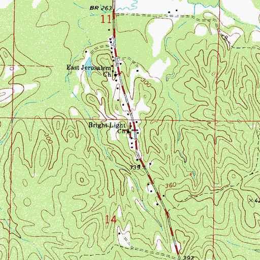 Topographic Map of Bright Light Church, MS