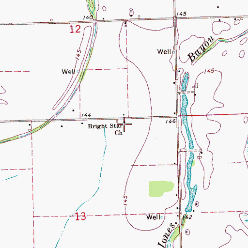 Topographic Map of Bright Star Church, MS