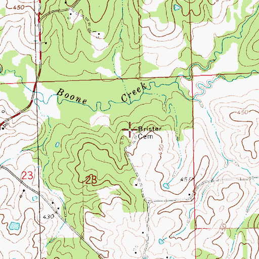 Topographic Map of Brister Cemetery, MS
