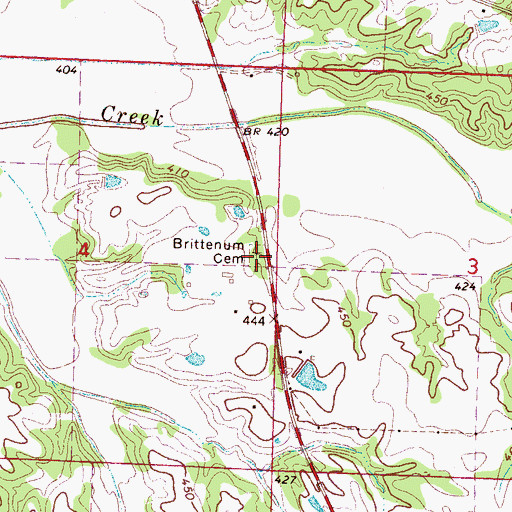 Topographic Map of Brittenum Cemetery, MS