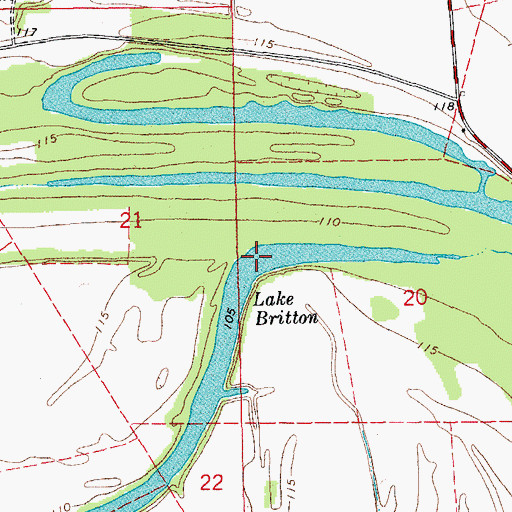 Topographic Map of Lake Britton, MS