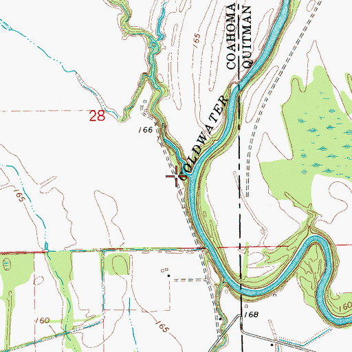Topographic Map of Broad Bayou, MS