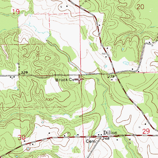 Topographic Map of Brock Cemetery, MS