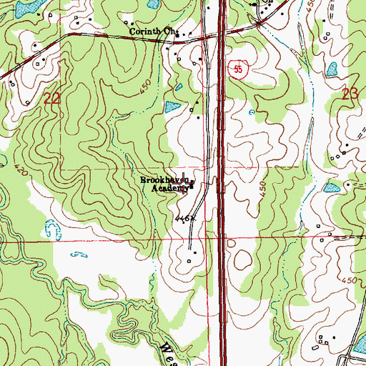 Topographic Map of Brookhaven Academy, MS