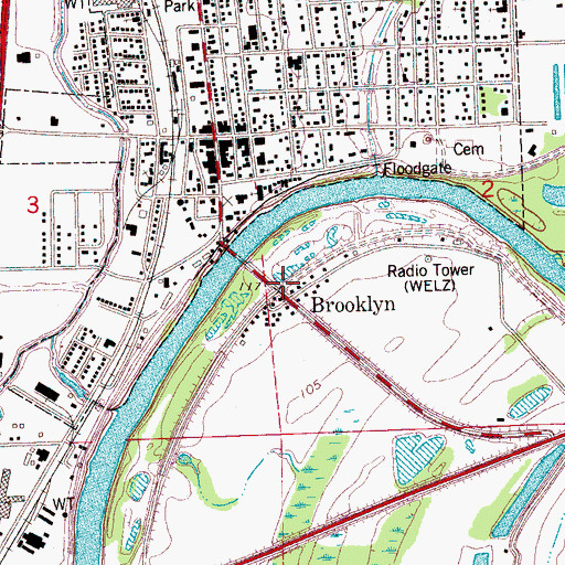 Topographic Map of Brooklyn, MS