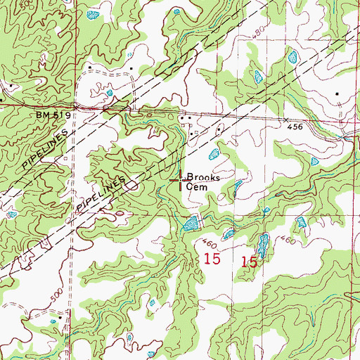 Topographic Map of Brooks Cemetery, MS