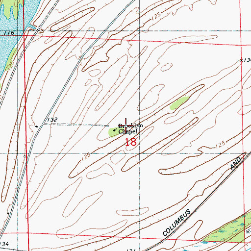 Topographic Map of Brooklyn Chapel, MS