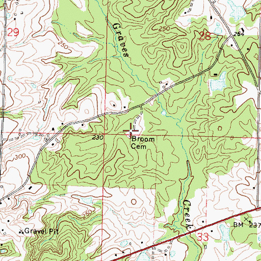 Topographic Map of Broom Cemetery, MS
