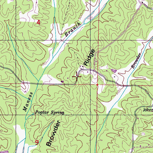 Topographic Map of Browder Ridge, MS