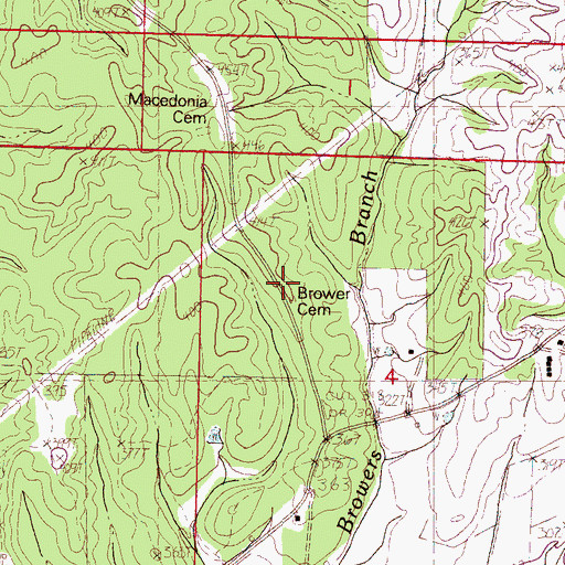 Topographic Map of Brower Cemetery, MS