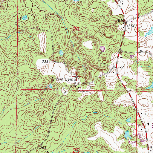 Topographic Map of Brown Cemetery, MS