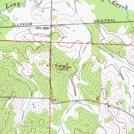 Topographic Map of Brown Cemetery, MS