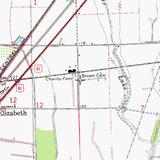 Topographic Map of Brown Cemetery, MS