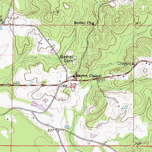 Topographic Map of Brown Chapel, MS