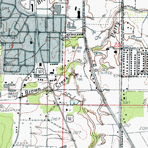 Topographic Map of Brown Creek, MS
