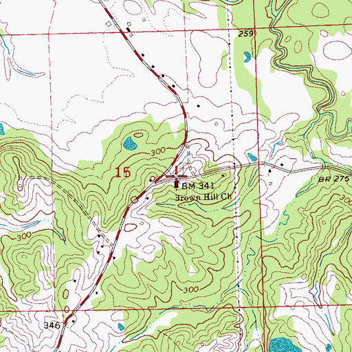Topographic Map of Brown Hill Church, MS