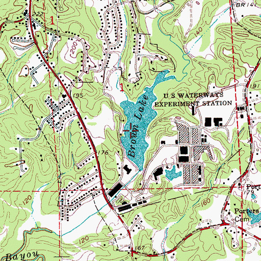 Topographic Map of Brown Lake, MS