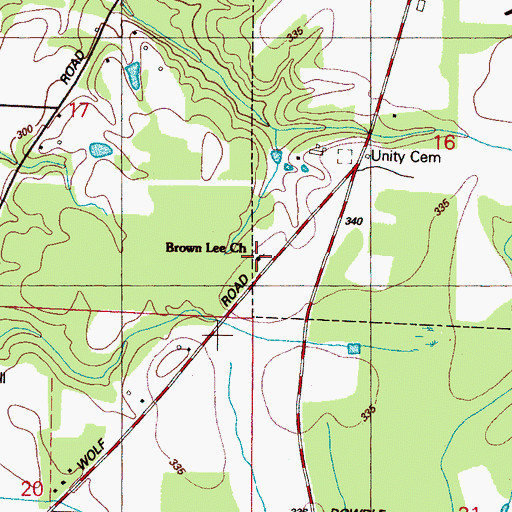 Topographic Map of Brown Lee Church, MS