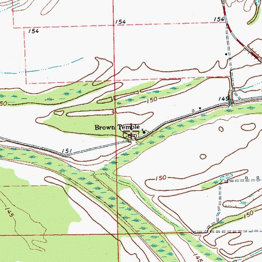 Topographic Map of Brown Temple, MS