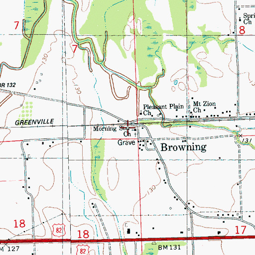 Topographic Map of Browning, MS
