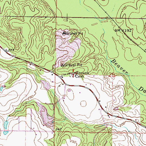 Topographic Map of Browns Cemetery, MS