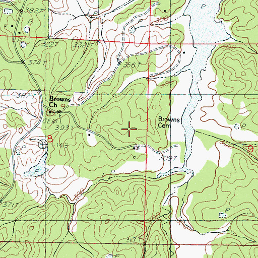 Topographic Map of Browns Cemetery, MS